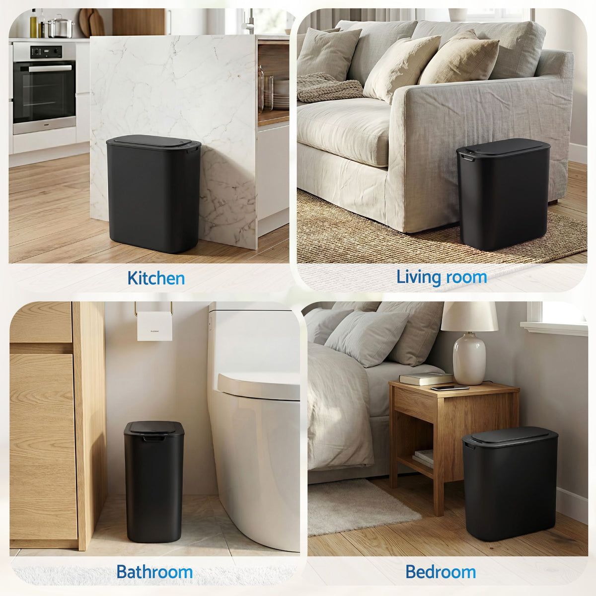 Devanti Automatic Trash Bin with Lid 11L Motion Sensor Kitchen Bin Touchless Garbage Can Modern Black Plastic Slim Rubbish Bin with Liner Holder for Kitchen, Home, Office Awezingly