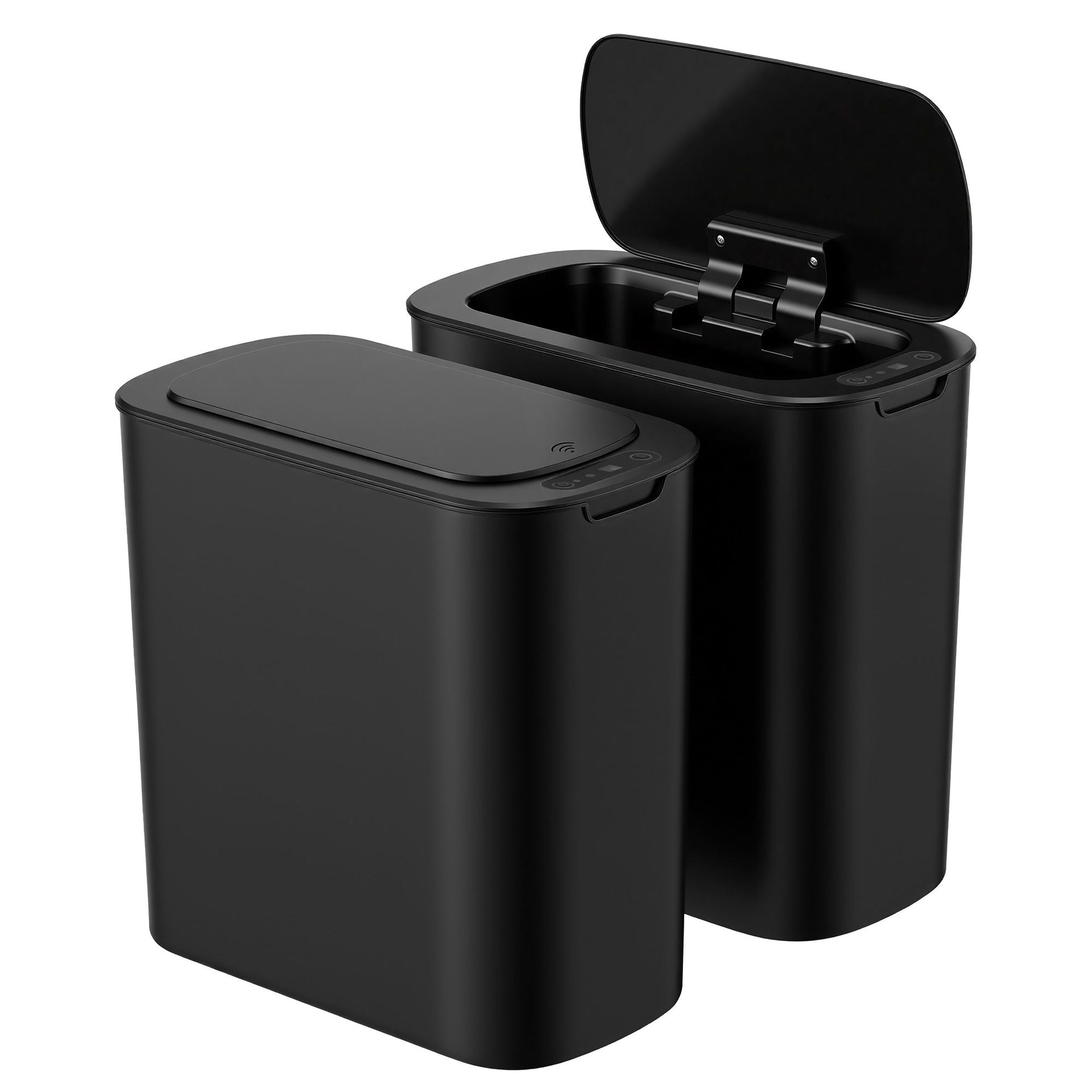 Devanti Automatic Trash Bin 2PCS with Lid 11L Motion Sensor Kitchen Bin Touchless Garbage Can Modern Black Plastic Slim Rubbish Bin with Liner Holder for Kitchen, Home, Office Awezingly
