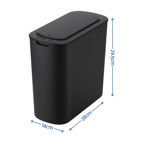 Devanti Automatic Trash Bin 2PCS with Lid 11L Motion Sensor Kitchen Bin Touchless Garbage Can Modern Black Plastic Slim Rubbish Bin with Liner Holder for Kitchen, Home, Office Awezingly