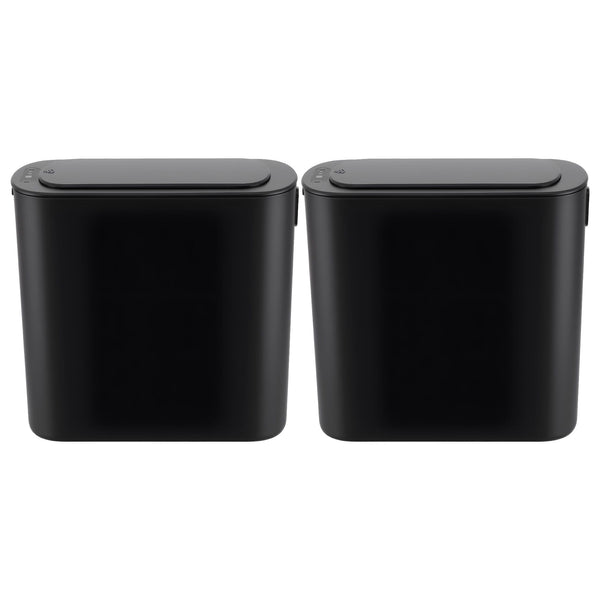 Devanti Automatic Trash Bin 2PCS with Lid 11L Motion Sensor Kitchen Bin Touchless Garbage Can Modern Black Plastic Slim Rubbish Bin with Liner Holder for Kitchen, Home, Office Awezingly