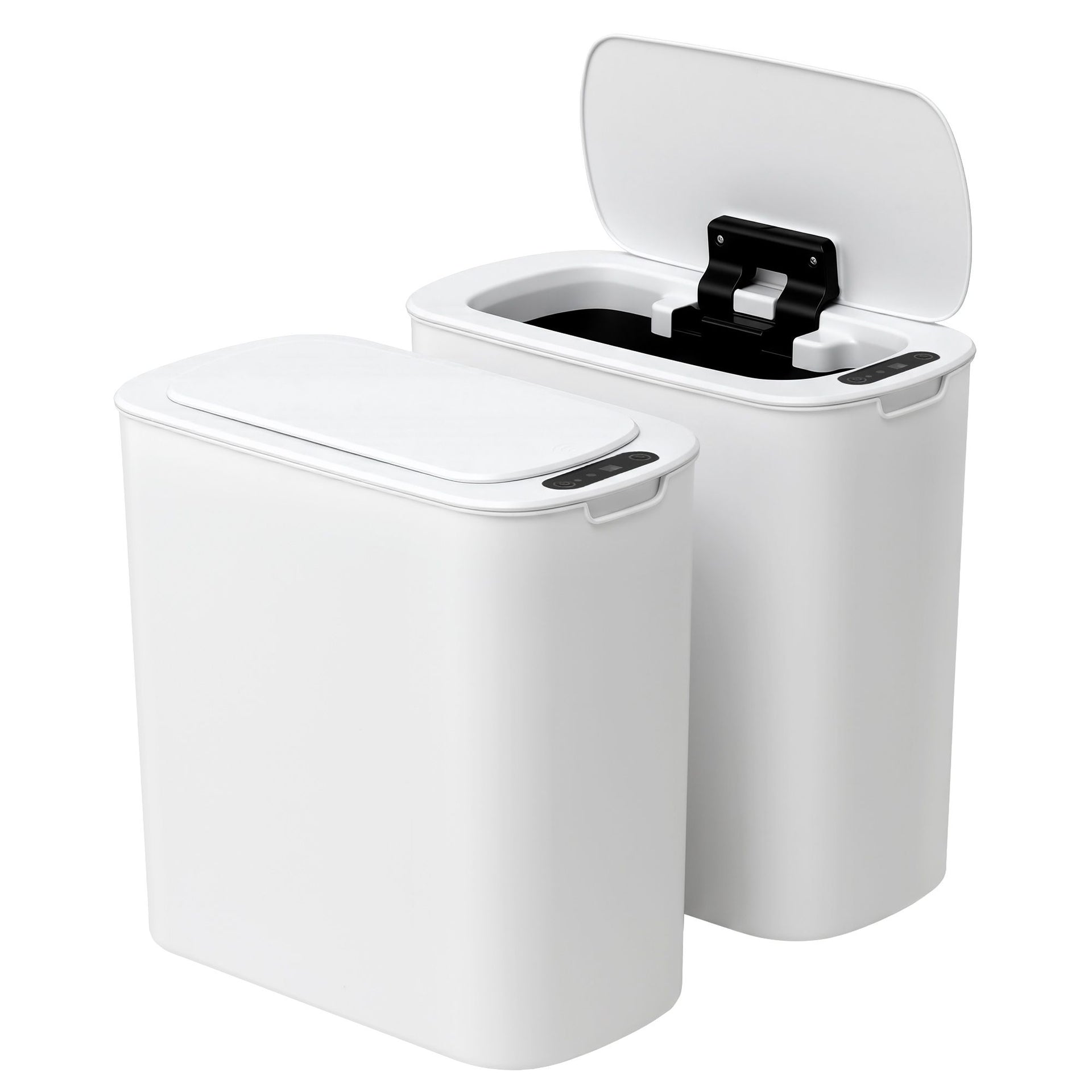 Devanti Automatic Trash Bin 2PCS with Lid 11L Motion Sensor Kitchen Bin Touchless Garbage Can Modern White Plastic Slim Rubbish Bin with Liner Holder for Kitchen, Home, Office Awezingly