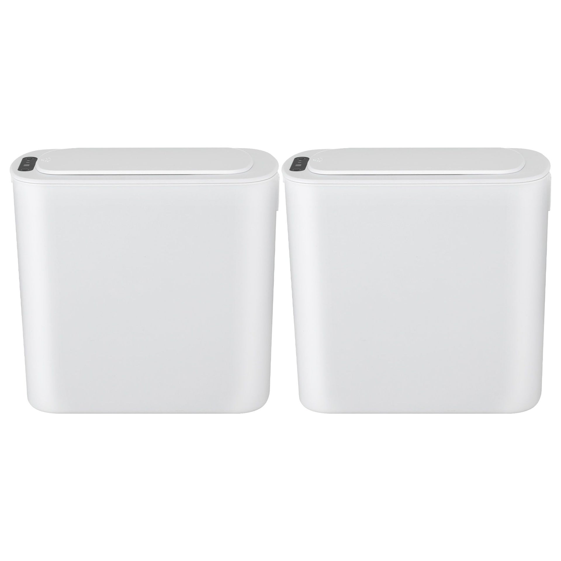 Devanti Automatic Trash Bin 2PCS with Lid 11L Motion Sensor Kitchen Bin Touchless Garbage Can Modern White Plastic Slim Rubbish Bin with Liner Holder for Kitchen, Home, Office Awezingly