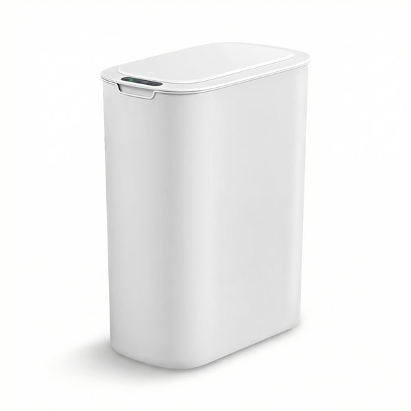 Devanti Automatic Trash Bin with Lid 25L Motion Sensor Kitchen Bin Touchless Garbage Can Plastic Slim Rubbish Bin with Liner Holder for Kitchen, Home, Office, White