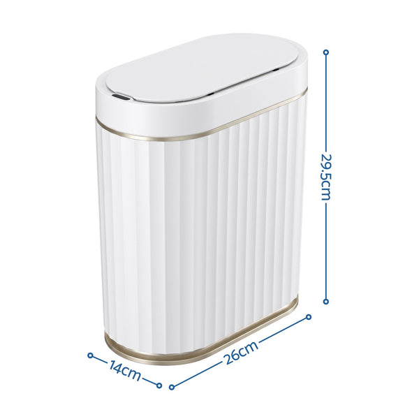 Devanti Sensor Bins 7L Motion Sensor Trash Can Slim Touchless Automatic Waste Bin White Awezingly