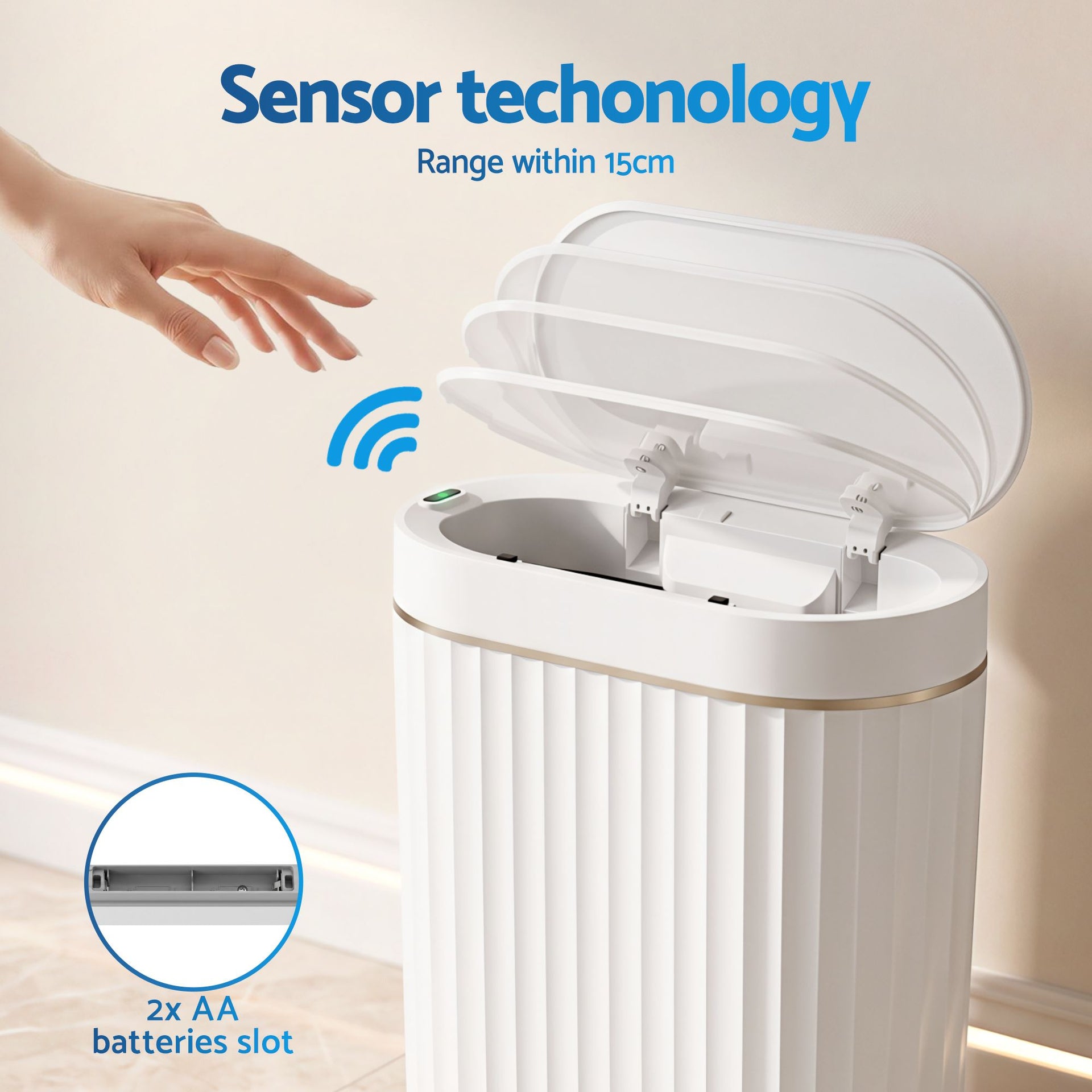 Devanti Sensor Bins 7L Motion Sensor Trash Can Slim Touchless Automatic Waste Bin White Awezingly