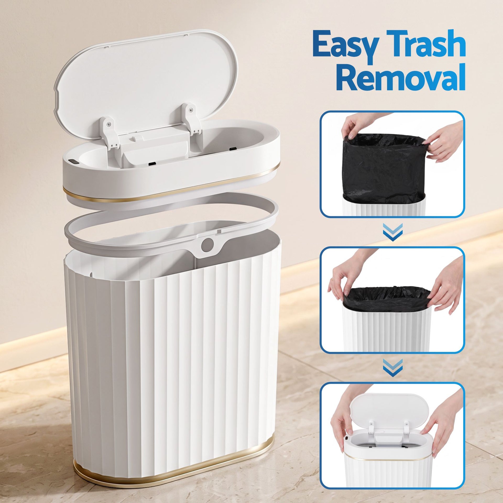 Devanti Sensor Bins 7L Motion Sensor Trash Can Slim Touchless Automatic Waste Bin White Awezingly