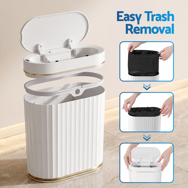 Devanti Sensor Bins 7L Motion Sensor Trash Can Slim Touchless Automatic Waste Bin White Awezingly