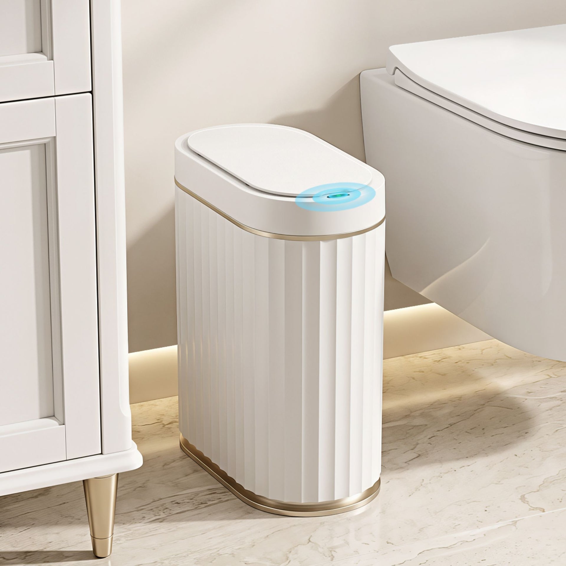 Devanti Sensor Bins 7L Motion Sensor Trash Can Slim Touchless Automatic Waste Bin White Awezingly