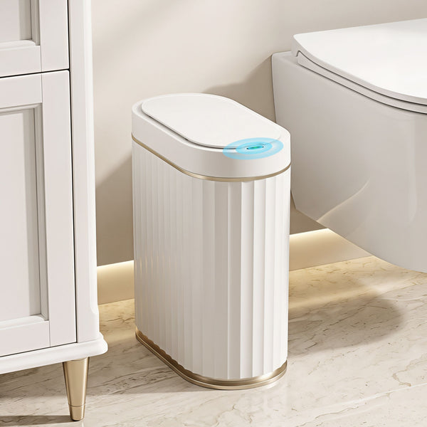 Devanti Sensor Bins 7L Motion Sensor Trash Can Slim Touchless Automatic Waste Bin White Awezingly