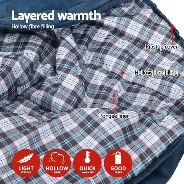 Weisshorn Sleeping Bag Set of 2 Single Thermal Camping Hiking Tent 0℃ Awezingly