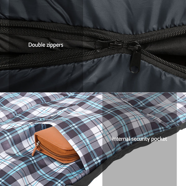 Weisshorn Sleeping Bag Set of 2 Single Thermal Camping Hiking Tent 0℃ Awezingly