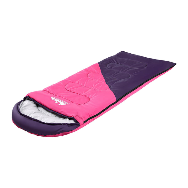 Weisshorn Sleeping Bag Single 213cm Thermal Camping Hiking Pink Awezingly