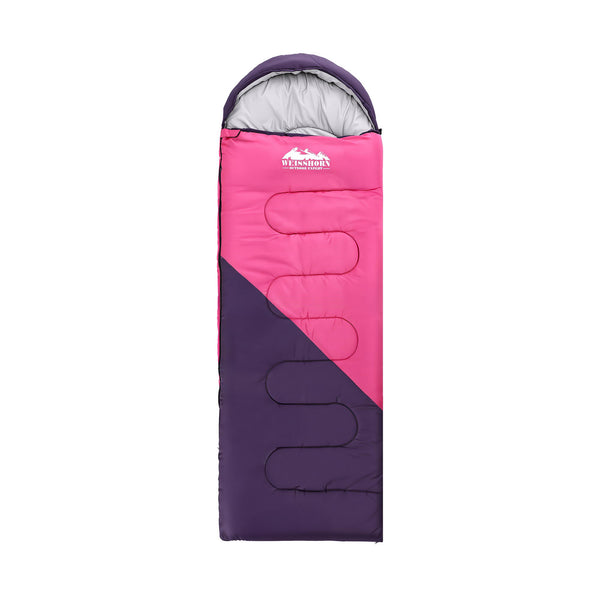Weisshorn Sleeping Bag Single 213cm Thermal Camping Hiking Pink Awezingly