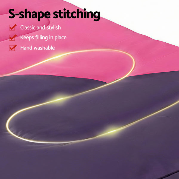 Weisshorn Sleeping Bag Single 213cm Thermal Camping Hiking Pink Awezingly