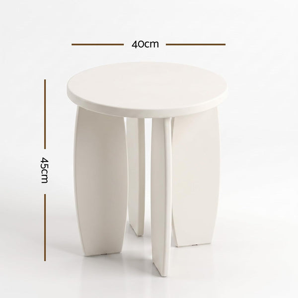 Artiss Single Boneless Sofa & Round End Table Set White Awezingly