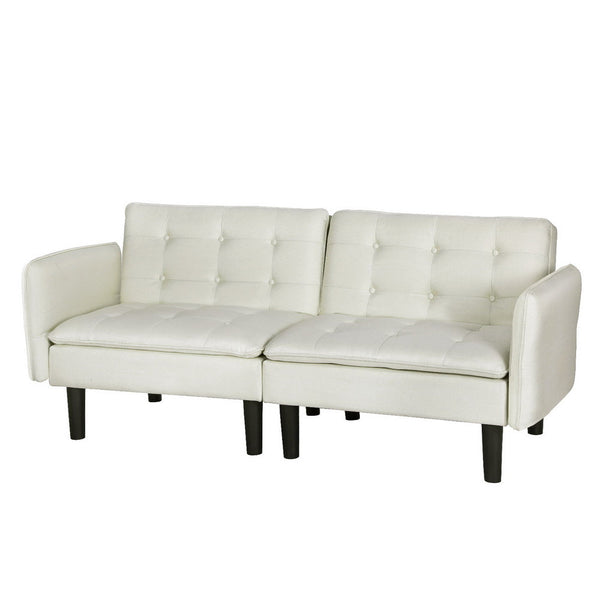 Artiss Sofa Bed 3 Seater Tufted Faux Linen Beige Artiss