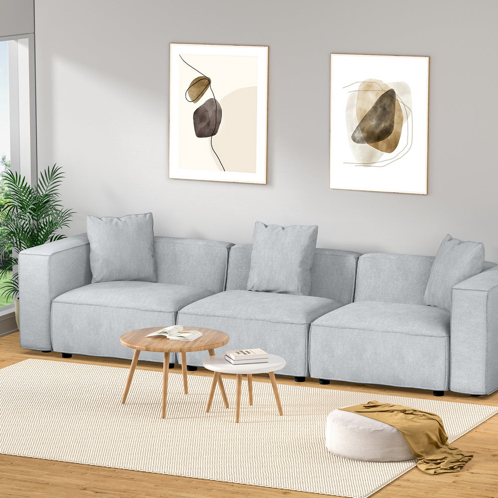 Artiss Modular Sofa Chaise Set 3-Seater Grey Artiss