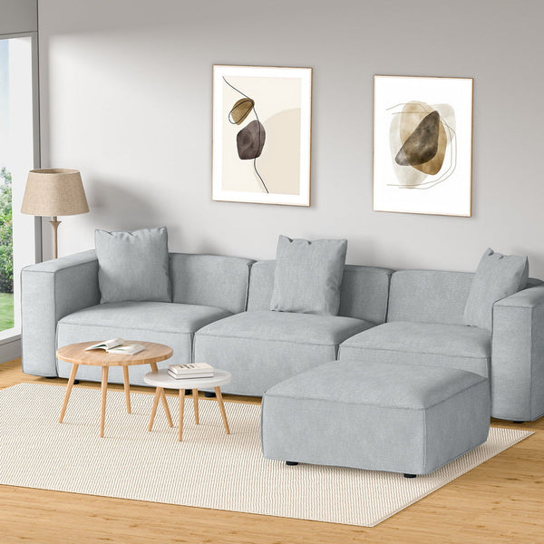 Artiss Modular Sofa Chaise Set 4-Seater Grey Artiss