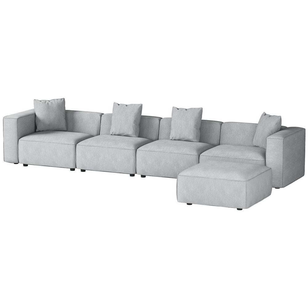 Artiss Modular Sofa Chaise Set 5-Seater Grey Artiss