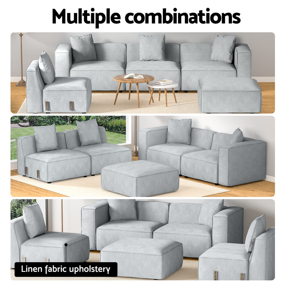 Artiss Modular Sofa Chaise Set 5-Seater Grey Artiss
