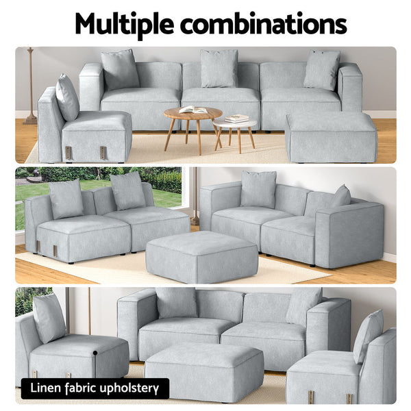 Artiss Modular Sofa Chaise Set 5-Seater Grey Artiss