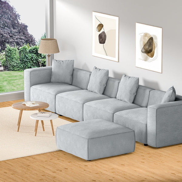 Artiss Modular Sofa Chaise Set 5-Seater Grey Artiss