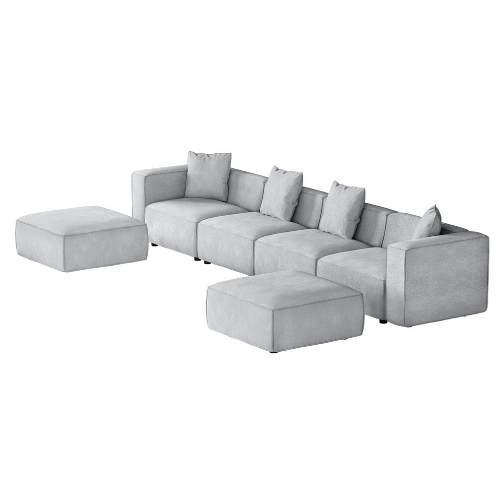Artiss Modular Sofa Chaise Set 6-Seater Grey Artiss