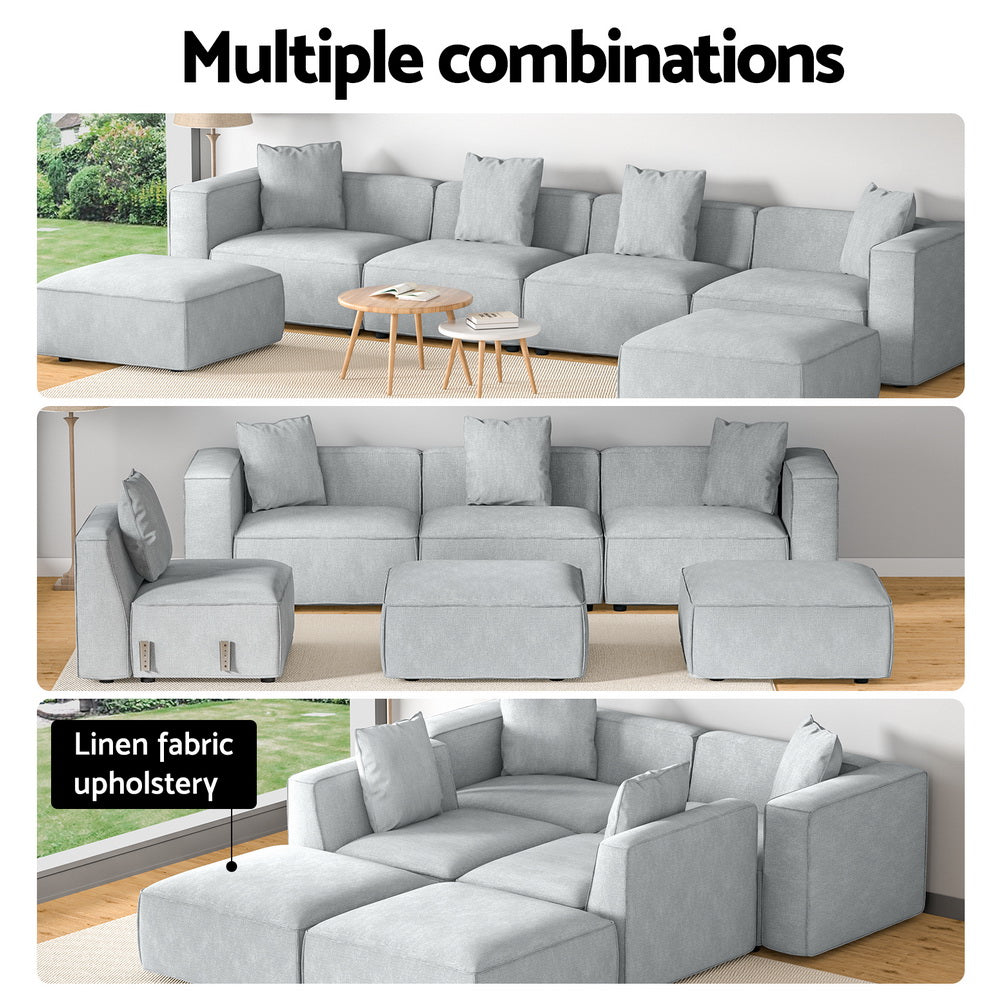 Artiss Modular Sofa Chaise Set 6-Seater Grey Artiss