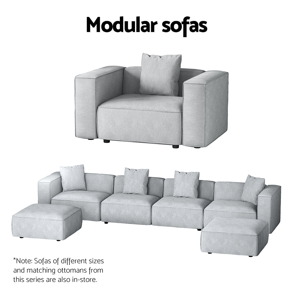Artiss Modular Sofa Chaise Set 6-Seater Grey Artiss