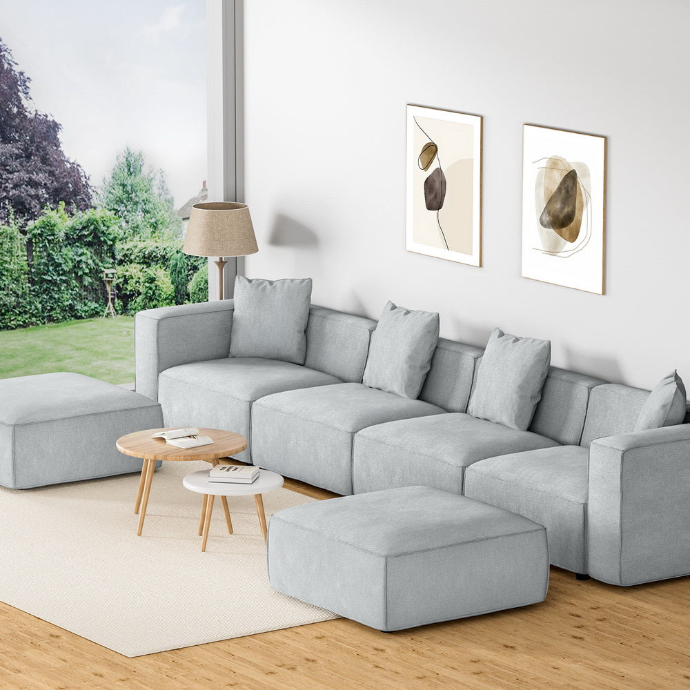Artiss Modular Sofa Chaise Set 6-Seater Grey Artiss