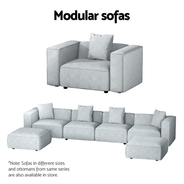 Artiss Modular Sofa Chaise Set 1-Seater Grey Artiss