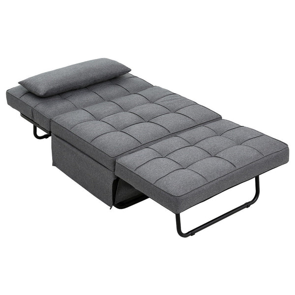 Artiss Sofa Bed Ottoman Pillow Folding Linen Grey Siyi Artiss