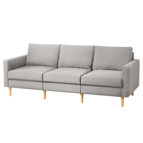 Artiss Sofa 3 Seater Extra Large Linen Fabric Grey Artiss