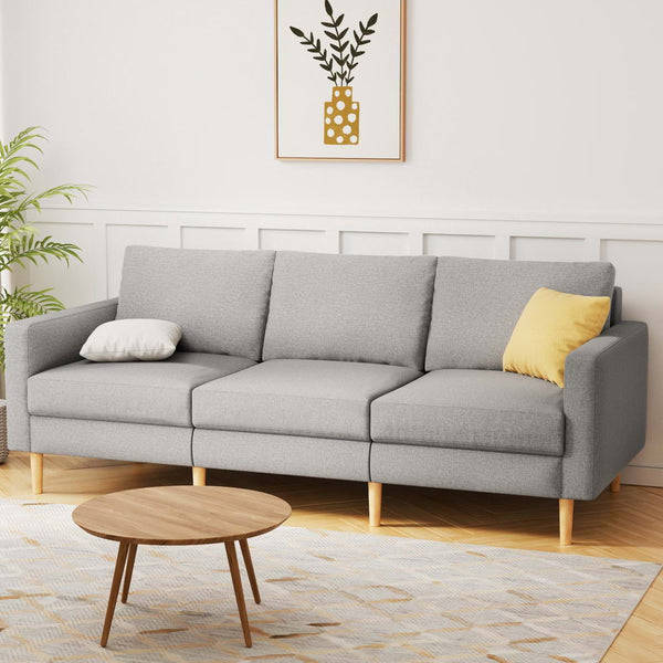 Artiss Sofa 3 Seater Extra Large Linen Fabric Grey Artiss