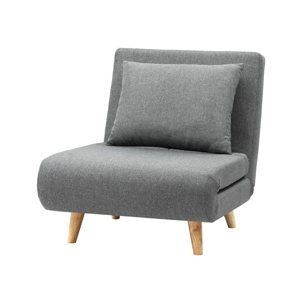 Artiss Sofa Bed Convertible Couch Recliner Lounge Chair Linen Grey Awezingly