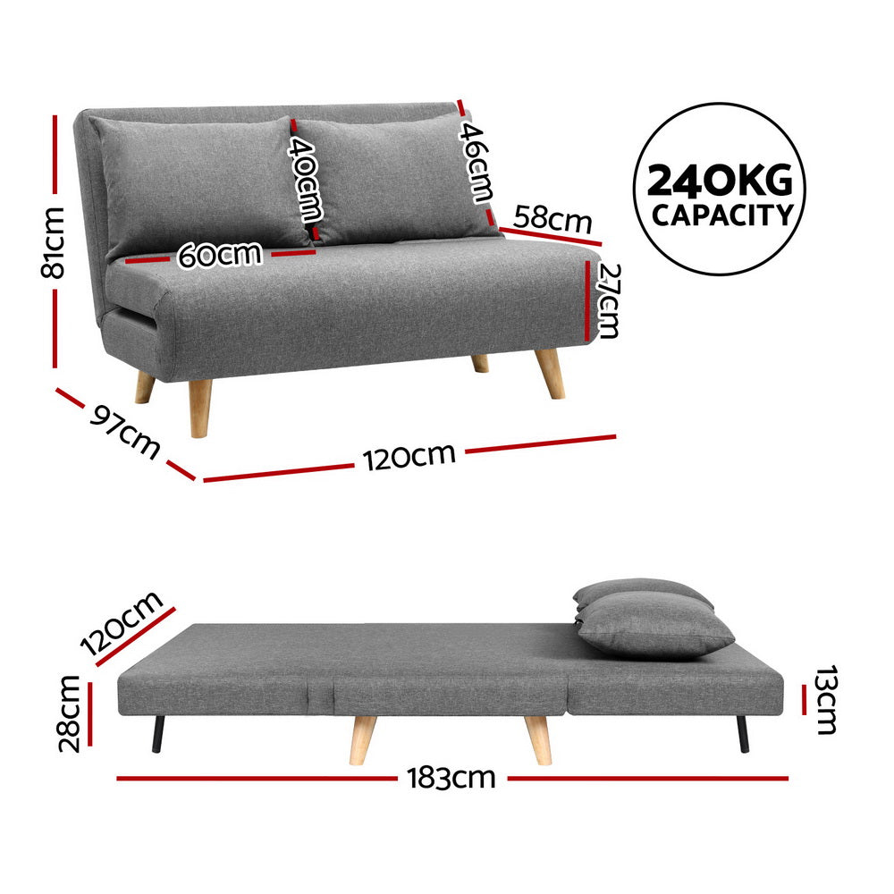 Artiss Sofa Bed 2 Seater Convertible Couch Recliner Lounge Chair Linen Awezingly