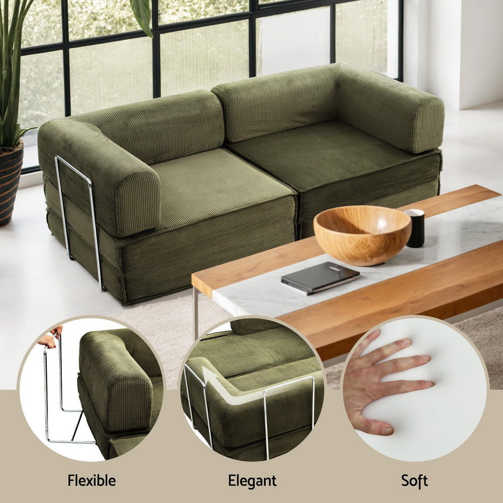 Artiss Convertible Folding Sofa Bed Green Awezingly