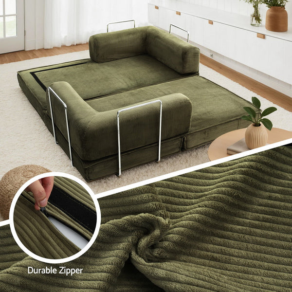 Artiss Convertible Folding Sofa Bed Green Awezingly
