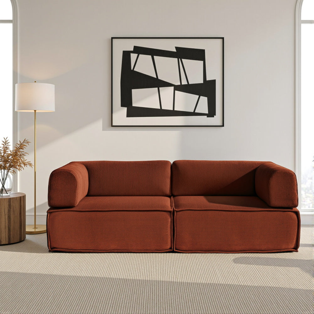 Artiss Convertible Folding Sofa Bed Orange Awezingly