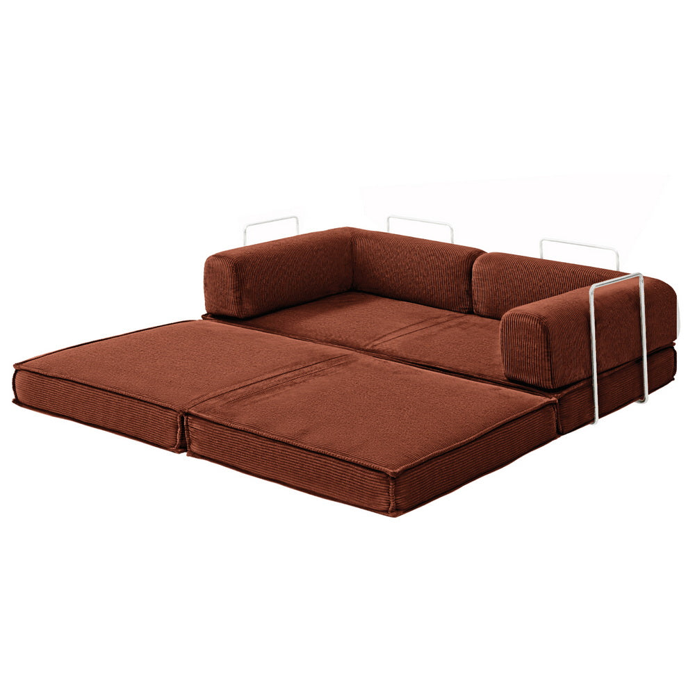 Artiss Convertible Folding Sofa Bed Orange Awezingly