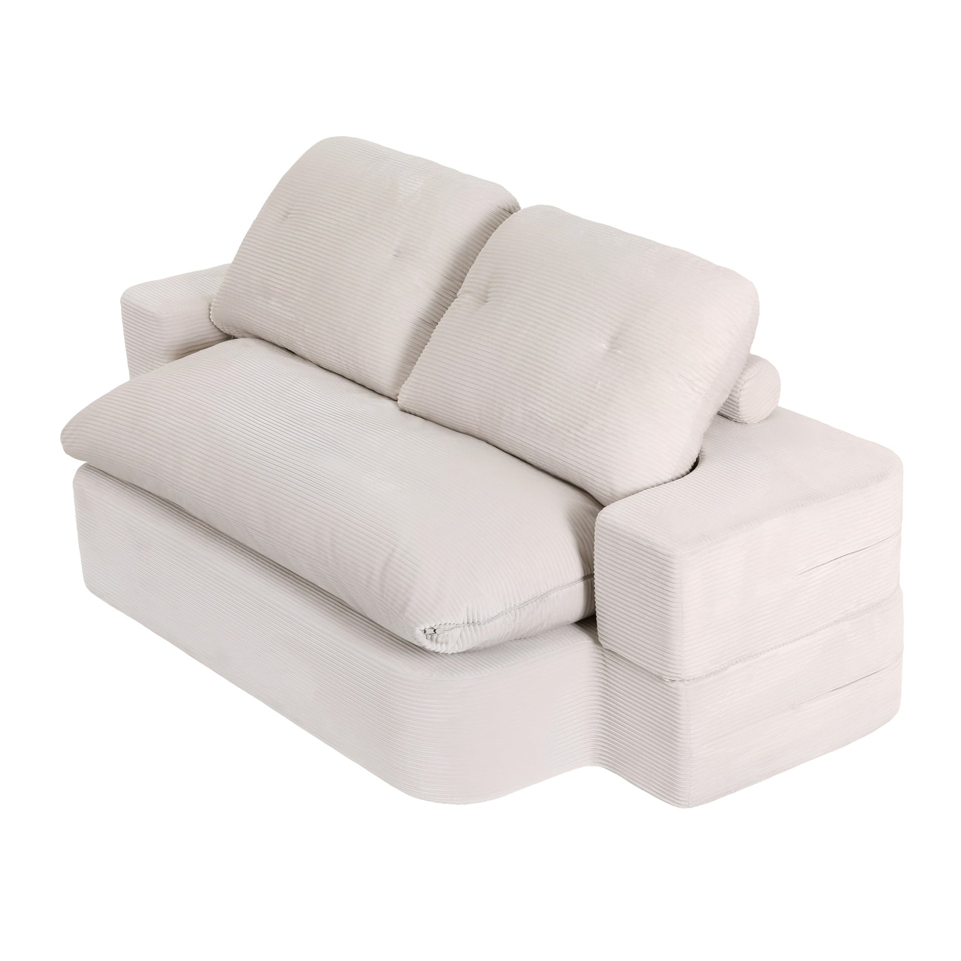 Artiss Convertible Folding Sofa Bed 30D High-Density Foam Boneless Couch with Corduroy Sleeper Couch Lounger for Living Room Beign Awezingly