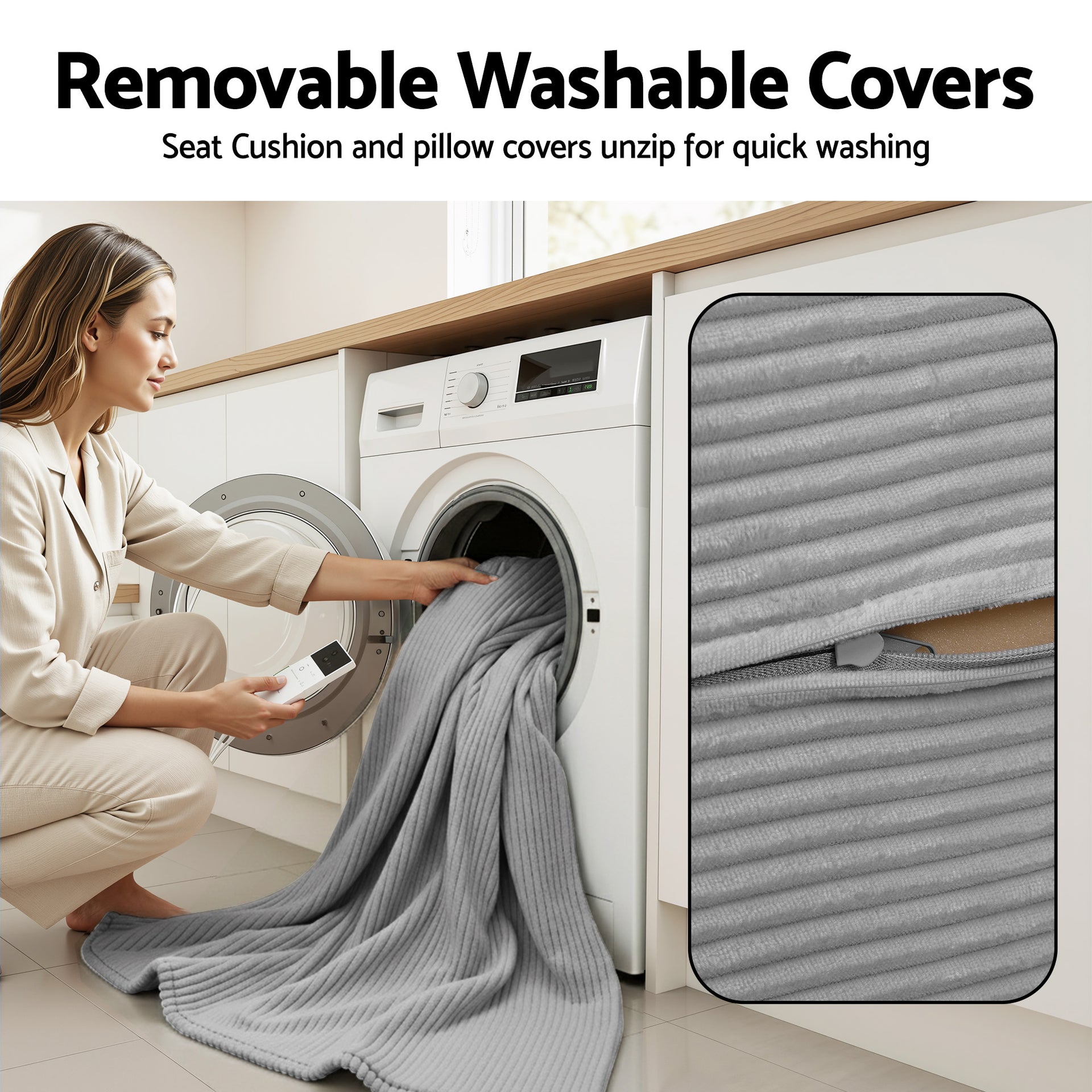 Artiss Convertible Folding Sofa Bed 30D High-Density Foam Boneless Couch with Corduroy Sleeper Couch Lounger for Living Room Grey Awezingly