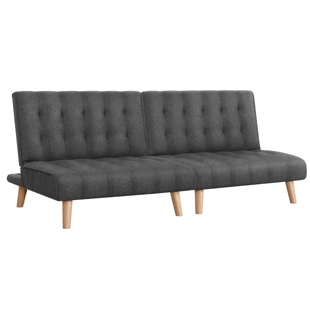 Artiss 2x Sofa Bed Couch Single Seater Fabric Grey Artiss