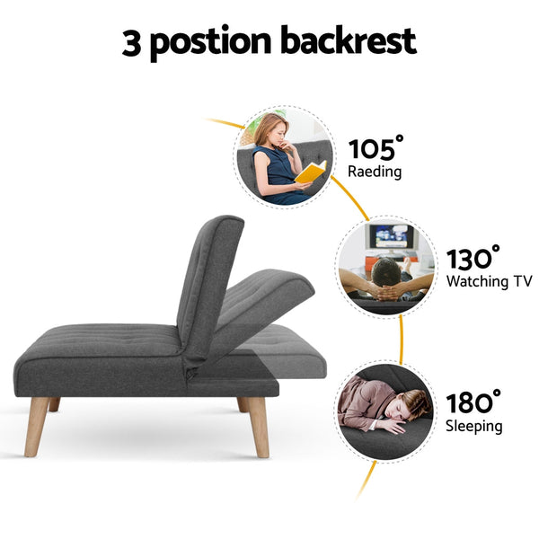 Artiss 2x Sofa Bed Couch Single Seater Fabric Grey Artiss