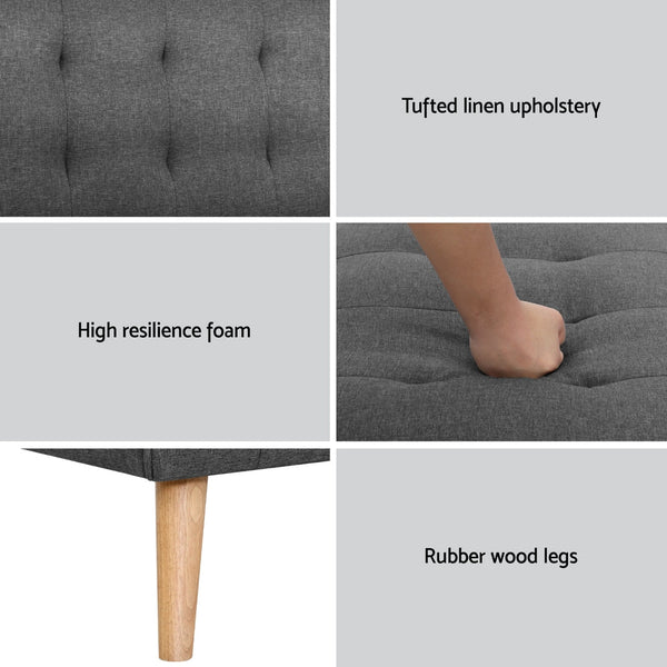 Artiss 2x Sofa Bed Couch Single Seater Fabric Grey Artiss