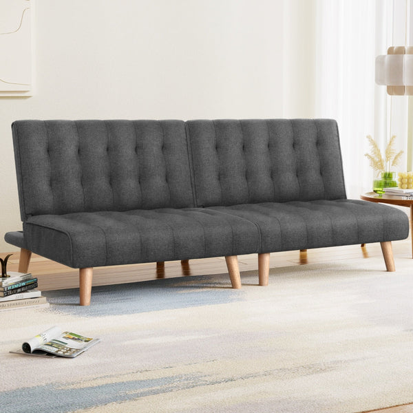 Artiss 2x Sofa Bed Couch Single Seater Fabric Grey Artiss