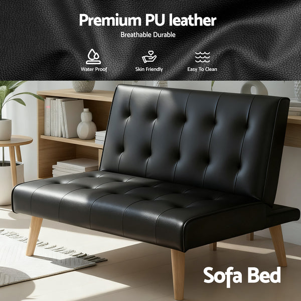 Artiss Sofa Bed Couch 1 Seater Lounge Fabric Black Awezingly