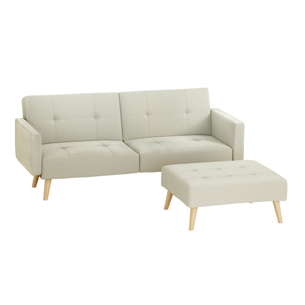 Artiss Sofa Bed Ottoman 200CM Beige Faux Linen Artiss
