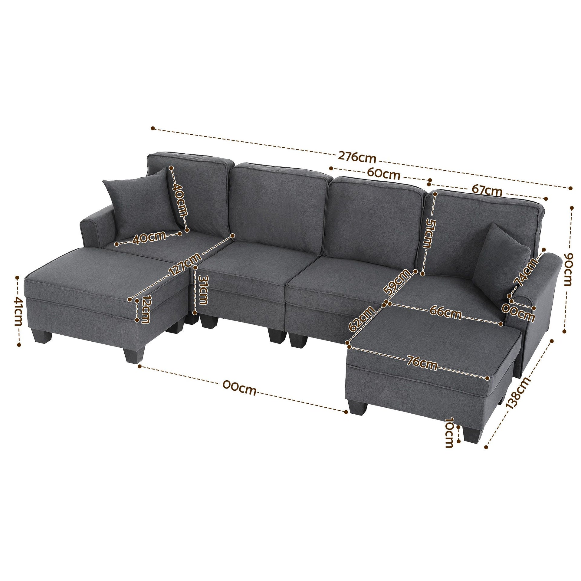 Artiss Modular Sectional U Shaped Storage Sofa Couches for Living Room Grey Awezingly