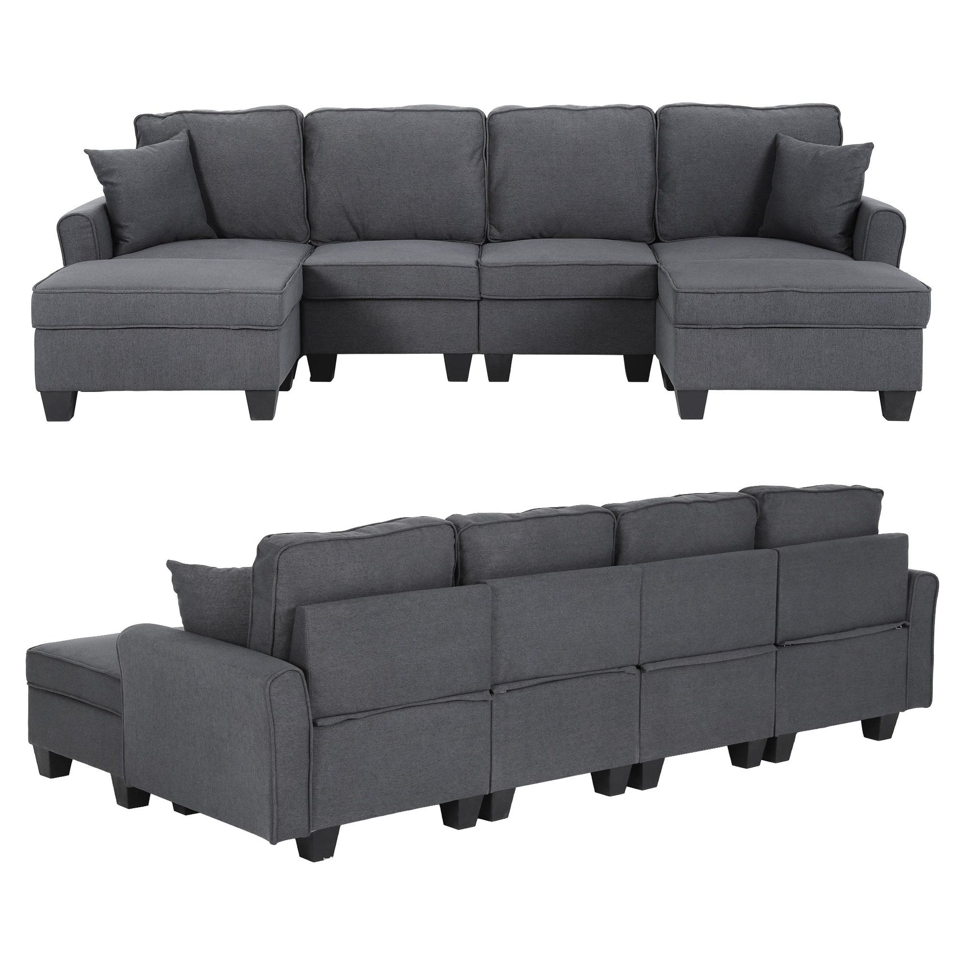 Artiss Modular Sectional U Shaped Storage Sofa Couches for Living Room Grey Awezingly